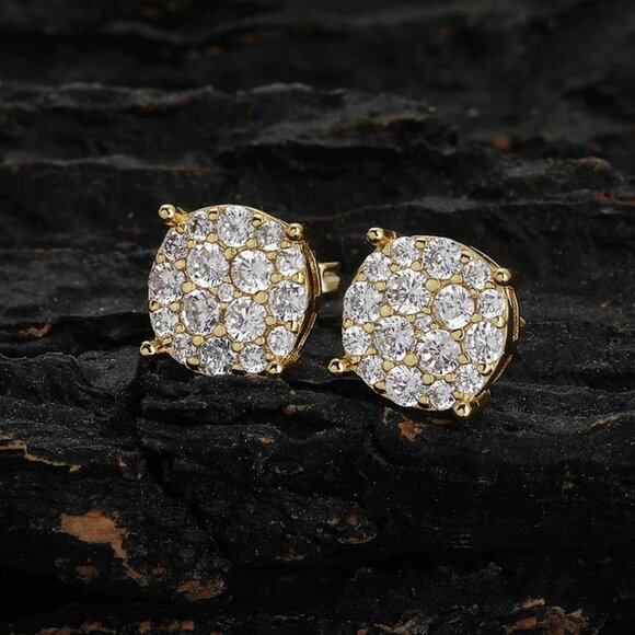 14K Gold Mens 2ct Diamond Stud Earrings Guys New 14 Karat Silver Studs Jewelry